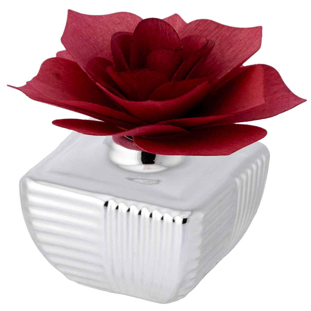 VASETTO 9x9 METALLIZZATO CON DIFFUSORE ROSA ROSSO BORDEAUX
